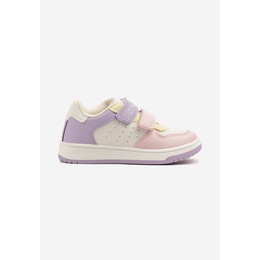 Biało-Fioletowe Buty Sportowe ze Skórzaną Wkładką Zapinane na Rzep Telisiana ze sklepu born2be.pl w kategorii Buty sportowe dziecięce - zdjęcie 178697984