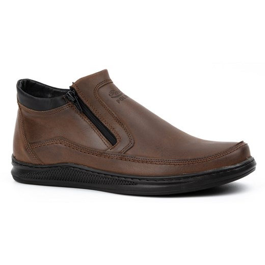Buty męskie skórzane zimowe K30s ciemny brąz ze sklepu butyolivier w kategorii Buty zimowe męskie - zdjęcie 178699083