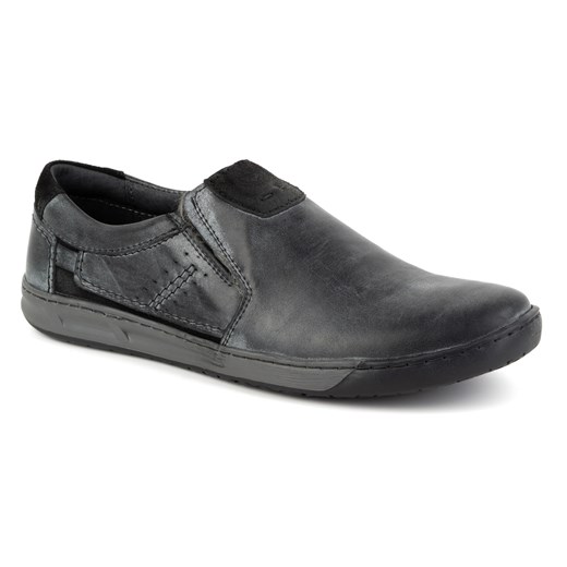 Buty męskie skórzane wsuwane 934K szare ze sklepu butyolivier w kategorii Półbuty męskie - zdjęcie 178699104