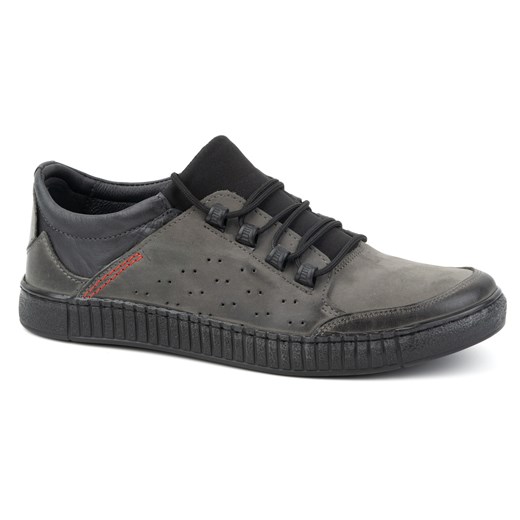 Buty męskie sznurowane skórzane 287KZ SZARE ze sklepu butyolivier w kategorii Buty zimowe męskie - zdjęcie 178699340