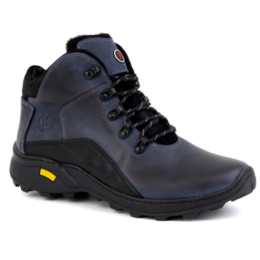 Buty męskie trzewiki skórzane zimowe 903K granatowe ze sklepu butyolivier w kategorii Buty zimowe męskie - zdjęcie 178699464