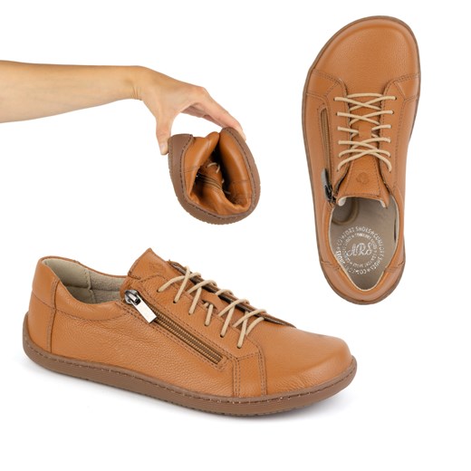 Damskie minimalistyczne buty skórzane barefoot model 1243 rude ze sklepu butyolivier w kategorii Półbuty damskie - zdjęcie 178699914
