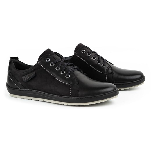 Buty męskie skórzane sznurowane KAMPOL 61 czarne ze sklepu butyolivier w kategorii Półbuty męskie - zdjęcie 178699954