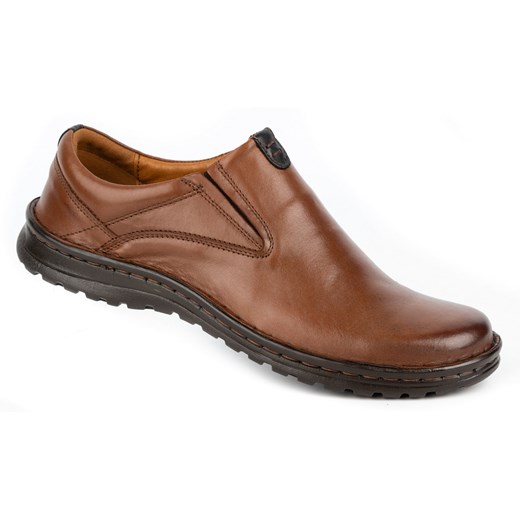 Buty męskie skórzane wsuwane 12KAM jasn brąz ze sklepu butyolivier w kategorii Półbuty męskie - zdjęcie 178700051