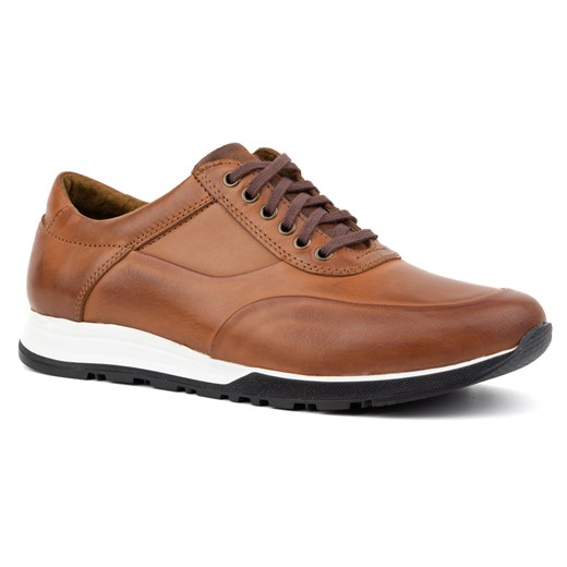 Buty męskie skórzane sportowe casual 902KNT AX brązowe ze sklepu butyolivier w kategorii Buty sportowe męskie - zdjęcie 178700234