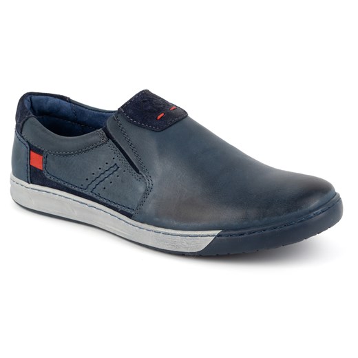 Buty męskie skórzane wsuwane 934K granatowe ze sklepu butyolivier w kategorii Półbuty męskie - zdjęcie 178700252