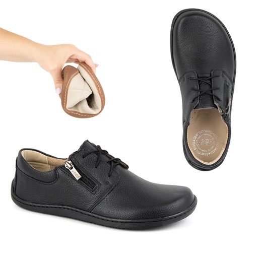 Damskie skórzane buty minimalistyczne barefoot 1244 czarne ze sklepu butyolivier w kategorii Półbuty damskie - zdjęcie 178700274