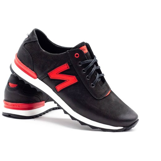 Buty męskie skórzane casual 301J czarne ze sklepu butyolivier w kategorii Buty sportowe męskie - zdjęcie 178700360