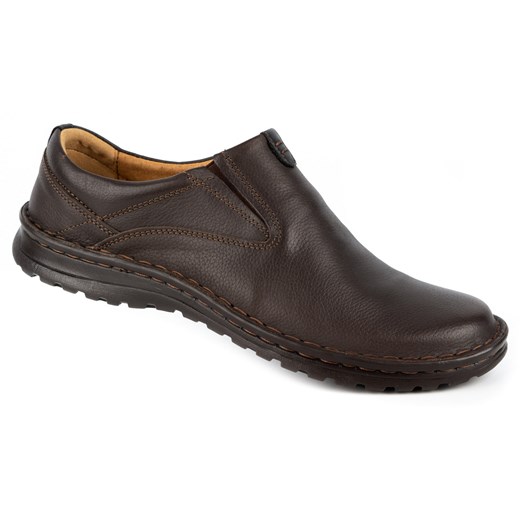 Buty męskie skórzane wsuwane 12KAM brązowe ze sklepu butyolivier w kategorii Półbuty męskie - zdjęcie 178700370