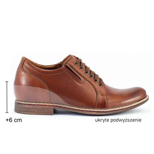 Buty męskie skórzane podwyższające + 6 cm P24 brązowe ze sklepu butyolivier w kategorii Buty eleganckie męskie - zdjęcie 178700401