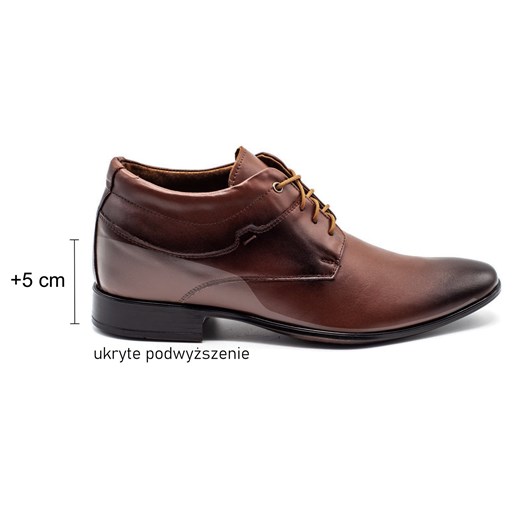 Buty męskie podwyższające skórzane +5cm 300LU brązowe ze sklepu butyolivier w kategorii Buty eleganckie męskie - zdjęcie 178700550