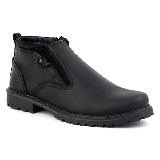Buty męskie sztyblety skórzane ocieplane 140GT czarne ze sklepu butyolivier w kategorii Buty zimowe męskie - zdjęcie 178700561