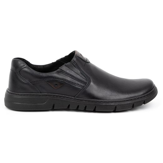 Buty męskie skórzane wsuwane 507J czarny lico ze sklepu butyolivier w kategorii Półbuty męskie - zdjęcie 178700584