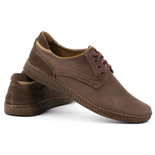 Buty męskie skórzane Casual 848 brązowe ze sklepu butyolivier w kategorii Półbuty męskie - zdjęcie 178700691
