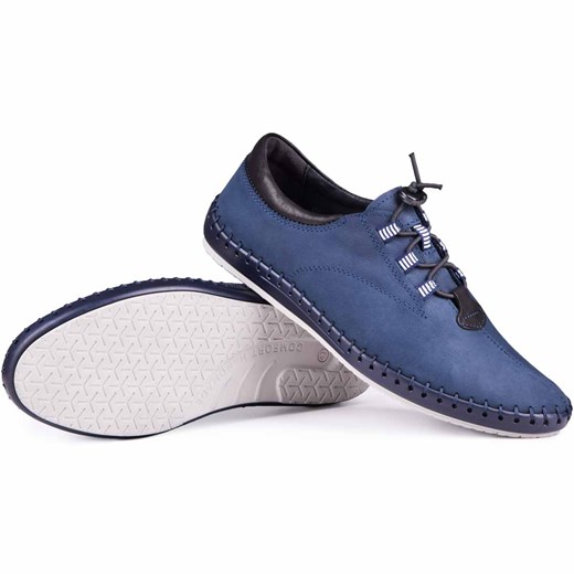 Buty męskie skórzane casual 337/53 granatowe ze sklepu butyolivier w kategorii Półbuty męskie - zdjęcie 178700692