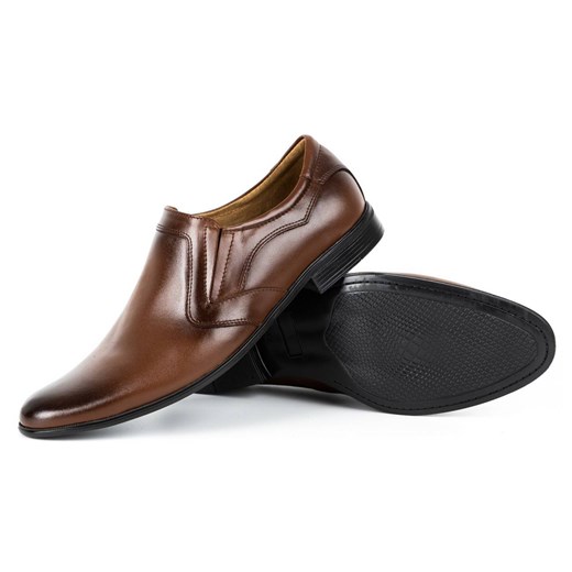 Buty męskie wizytowe wsuwane 284 brązowe ze sklepu butyolivier w kategorii Buty eleganckie męskie - zdjęcie 178700734