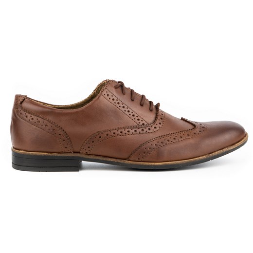 Buty wizytowe skórzane BROGSY 306GT brązowe ze sklepu butyolivier w kategorii Buty eleganckie męskie - zdjęcie 178701301