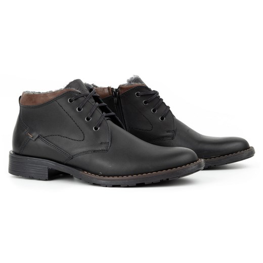 Skórzane buty męskie na zimę C16S czarne ze sklepu butyolivier w kategorii Buty zimowe męskie - zdjęcie 178701394