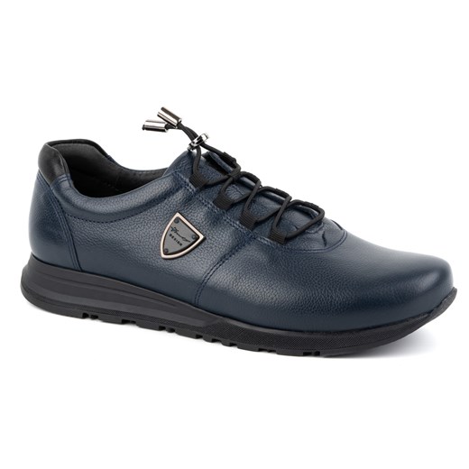 Buty męskie skórzane KAMPOL 25/63 granatowe ze sklepu butyolivier w kategorii Półbuty męskie - zdjęcie 178701403