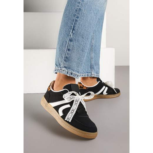 Czarne Sneakersy w Stylu Klasycznych Tenisówek z Odpinaną Kokardką Korimarela ze sklepu born2be.pl w kategorii Buty sportowe damskie - zdjęcie 178702724