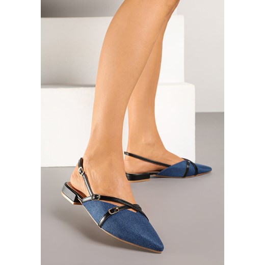 Granatowe Sandały Slingback z Paskami z Klamrami Korissea ze sklepu born2be.pl w kategorii Sandały damskie - zdjęcie 178702904