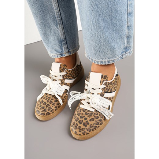 Panterkowe Sneakersy Typu Kultowe Tenisówki z Ozdobną Odpinaną Kokardą Korilinda ze sklepu renee.pl w kategorii Buty sportowe damskie - zdjęcie 178705232