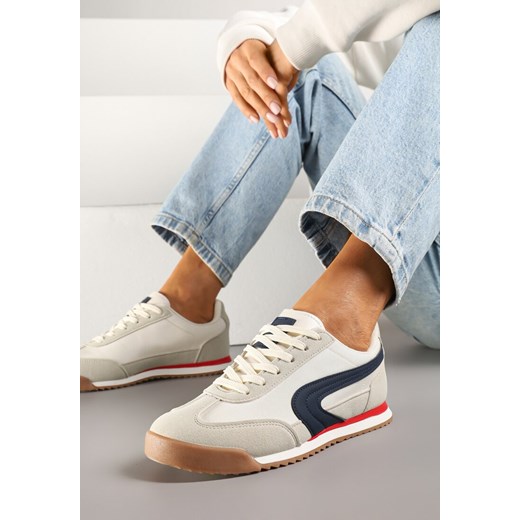 Beżowo-Szare Basicowe Sneakersy Ellimira ze sklepu renee.pl w kategorii Buty sportowe damskie - zdjęcie 178705374