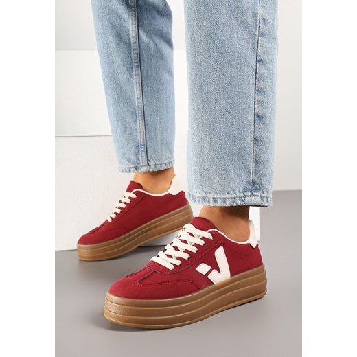 Bordowe Sneakersy na Kauczukowej Podeszwie Ellirielle ze sklepu renee.pl w kategorii Buty sportowe damskie - zdjęcie 178705404