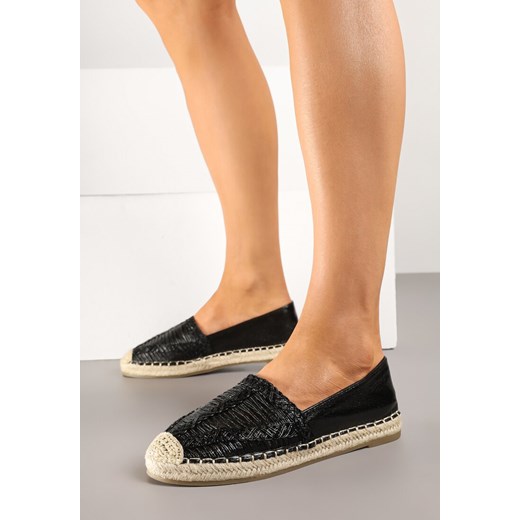 Czarne Espadryle z Ozdobną Plecionką na Cholewce w Stylu Boho Adisella ze sklepu renee.pl w kategorii Espadryle damskie - zdjęcie 178705482