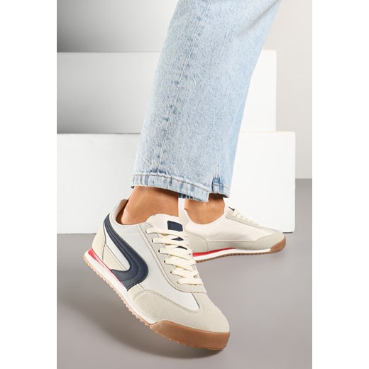 Beżowo-Szare Sneakersy w Klasycznym Stylu Ellirianne ze sklepu born2be.pl w kategorii Buty sportowe damskie - zdjęcie 178705951
