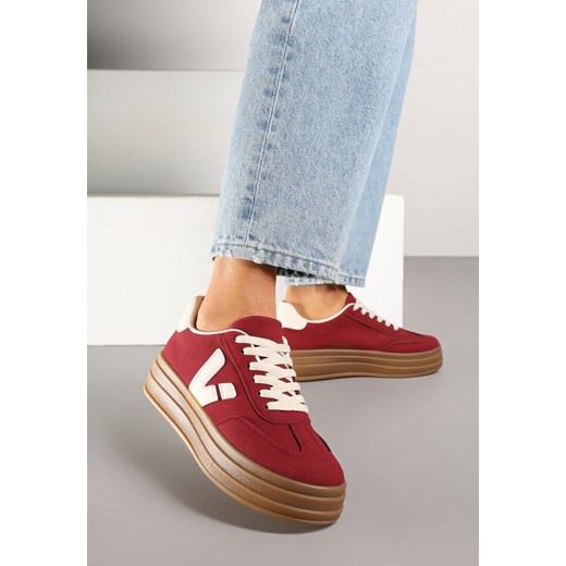 Bordowe Sneakersy w Stylu Tenisówek Ellienne ze sklepu born2be.pl w kategorii Buty sportowe damskie - zdjęcie 178705981