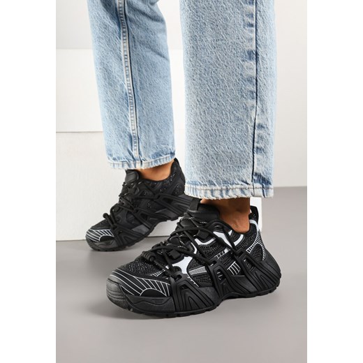 Czarne Sneakersy na Grubej Podeszwie Ozdobione Tłoczeniem Zardisa ze sklepu born2be.pl w kategorii Buty sportowe damskie - zdjęcie 178706062
