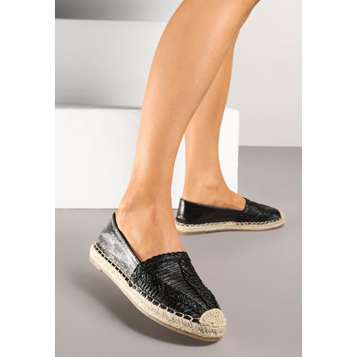 Czarne Espadryle Ozdobione Plecioną Cholewką i Sznurkiem Andisla ze sklepu born2be.pl w kategorii Espadryle damskie - zdjęcie 178706071