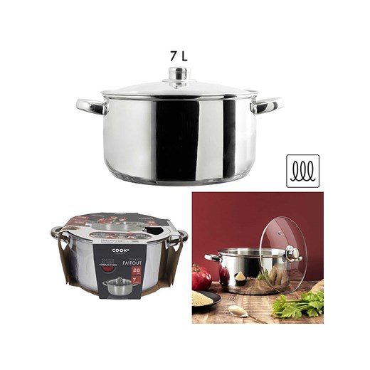 COOK CONCEPT Garnek w kolorze srebrnym z pokrywką - Ø 26 cm Cook Concept onesize wyprzedaż Limango Polska