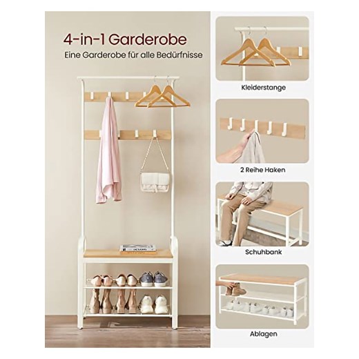 Songmics Wieszak stojący w kolorze kremowo-jasnobrązowym - 77 x 183 x 33,7 cm Songmics onesize Limango Polska wyprzedaż