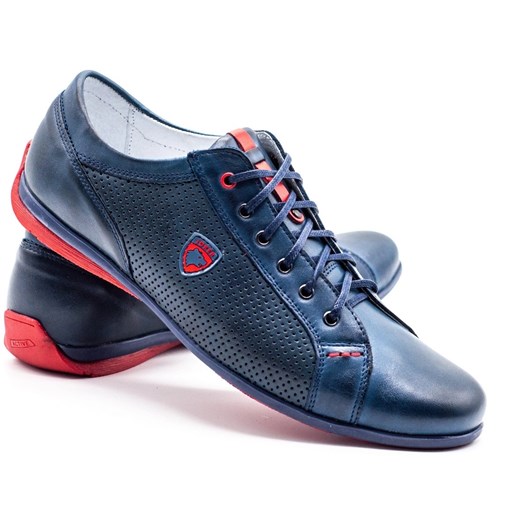 Joker Buty męskie casual 295J granatowe niebieskie ze sklepu ButyModne.pl w kategorii Półbuty męskie - zdjęcie 178713862