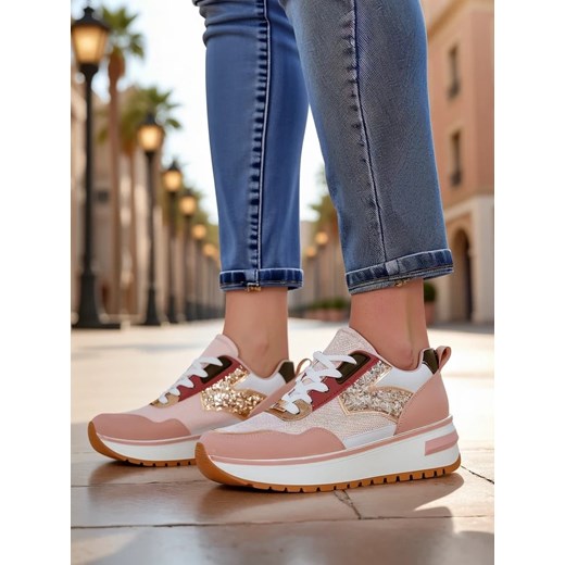 Royalfashion Brokatowe sneakersy damskie Eronesse Royalfashion.pl 40 okazyjna cena royalfashion.pl