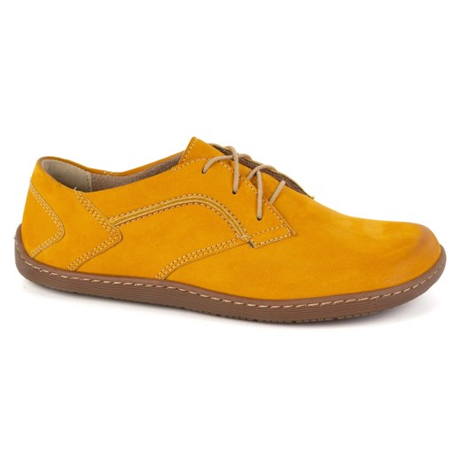 Olivier Barefoot Damskie minimalistyczne buty skórzane 1082 musztarda nubuk żółte ze sklepu ButyModne.pl w kategorii Półbuty damskie - zdjęcie 178719990