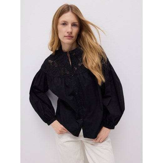 Reserved - Koszula z koronkową wstawką - czarny ze sklepu Reserved w kategorii Koszule damskie - zdjęcie 178722123