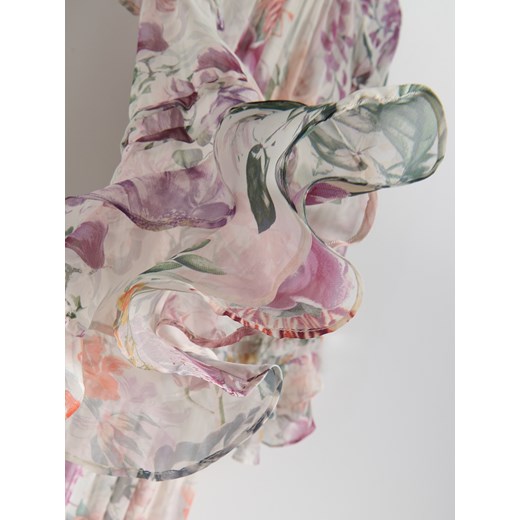 Reserved - Wzorzysta sukienka z paskiem - wielobarwny Reserved S Reserved