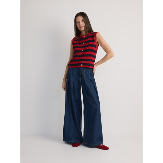 Reserved - Swetrowa kamizelka z zdobnymi guzikami - wielobarwny Reserved S Reserved