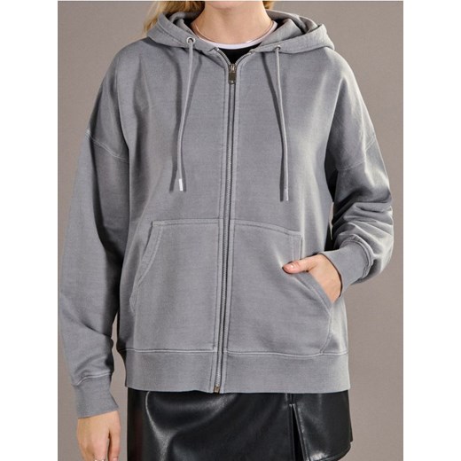 Sinsay - Bluza z kapturem zapinana na zamek - szary ze sklepu Sinsay w kategorii Bluzy damskie - zdjęcie 178729352