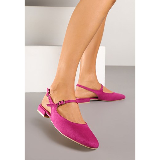 Fuksjowe Sandały Slingback Vices z Wkładką ze Skóry Naturalnej Sovritia ze sklepu renee.pl w kategorii Balerinki - zdjęcie 178729992