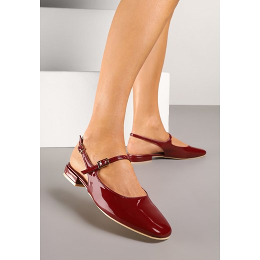 Bordowe Sandały Slingback Vices z Wkładką ze Skóry Naturalnej Sovritia ze sklepu renee.pl w kategorii Balerinki - zdjęcie 178730010