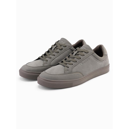 Męskie monochromatyczne buty w stylu streetwearowym – oliwkowe V4 OM-FOTL-0183 ze sklepu ombre w kategorii Trampki męskie - zdjęcie 178730472