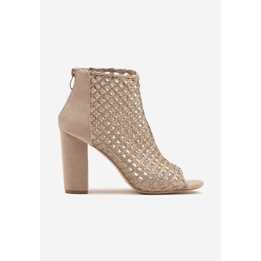Ciemnobeżowe Botki Vices na Obcasie z Siateczkową Cholewką Karhiris 41 promocyjna cena born2be.pl