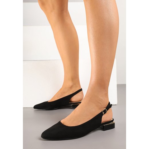 Czarne Sandały Slingback Vices z Metaliczną Aplikacją przy Obcasie Ediriella ze sklepu born2be.pl w kategorii Sandały damskie - zdjęcie 178731441