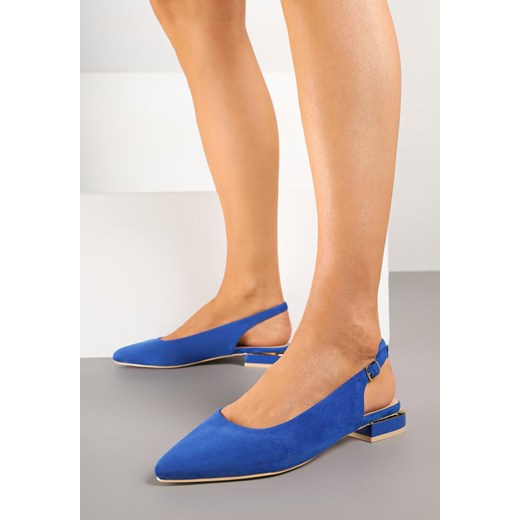 Niebieskie Sandały Slingback Vices z Metaliczną Aplikacją przy Obcasie Ediriella ze sklepu born2be.pl w kategorii Sandały damskie - zdjęcie 178731453