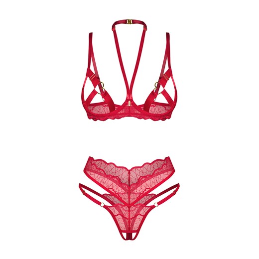 Komplet biustonosz + stringi Obsessive Cupide Desir 2-pcs set red Obsessive S/M kontri.pl promocyjna cena