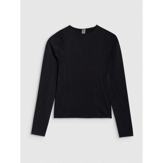 Damski longsleeve do jogi 4F 4FWSS25TFLOF403 - czarny ze sklepu Sportstylestory.com w kategorii Bluzki damskie - zdjęcie 178735220